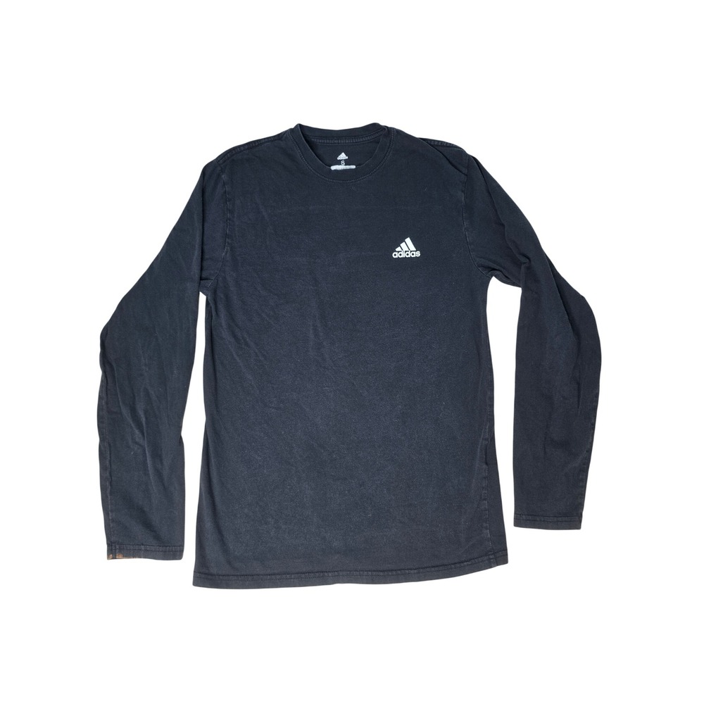 Adidas Golf Mens Small Black Long Sleeve Cotton T-Shirt Logo Crew Neck RN88387